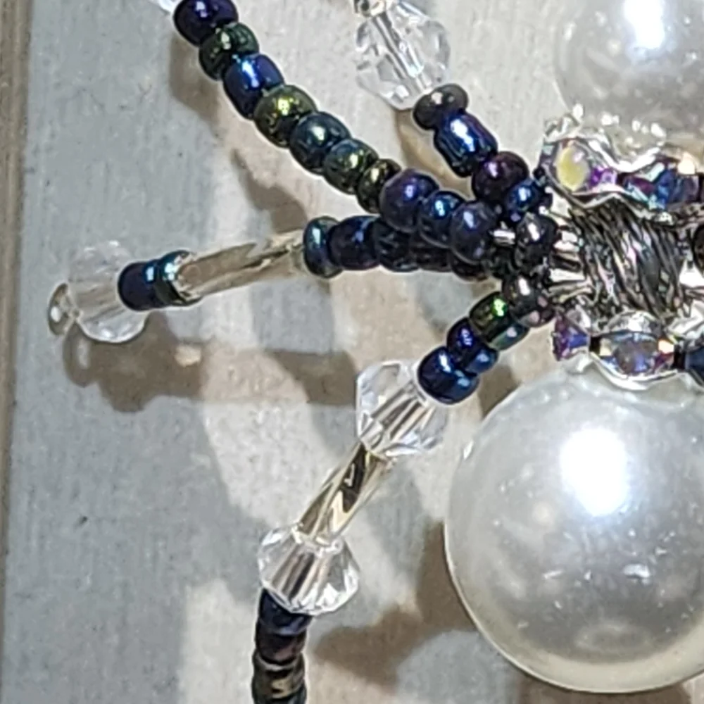 Silver and Black Spider Earrings - Picture 2 of 6